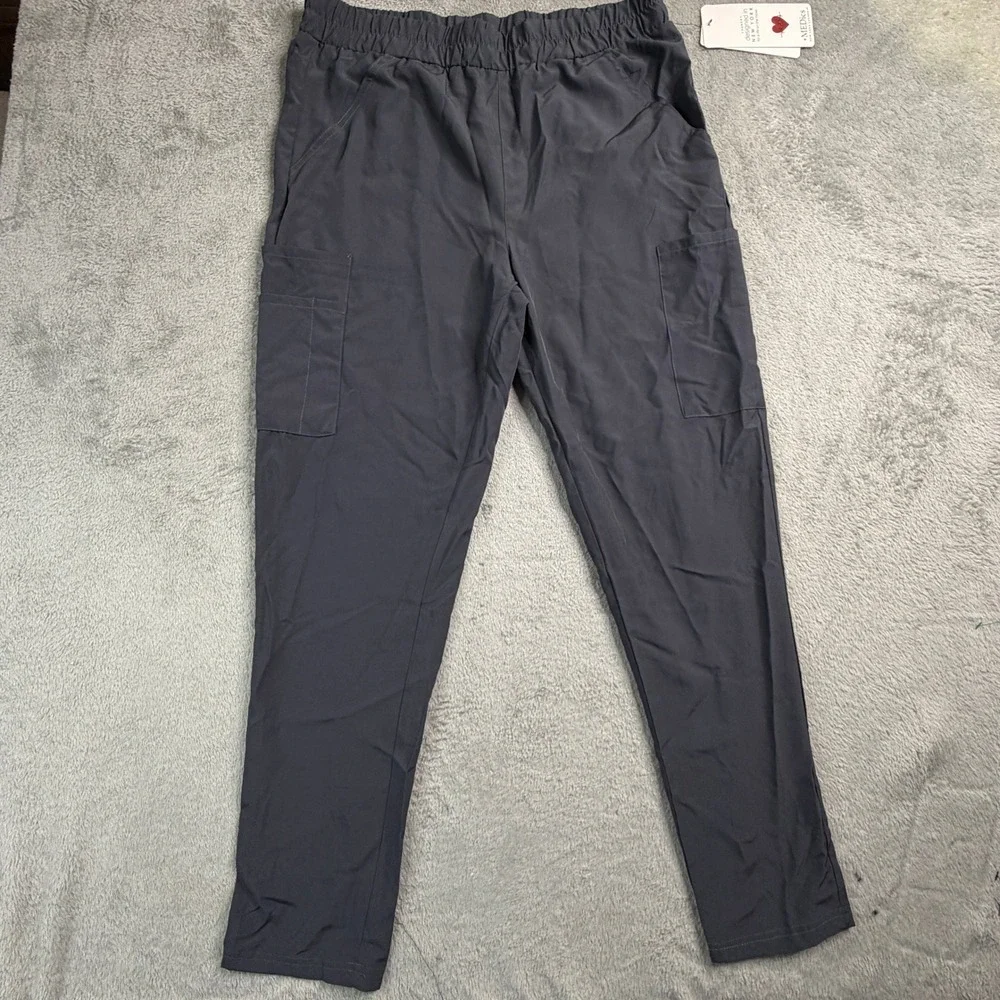 NWT New York Laundry +MEDics Womens Scrub Set Gray V-Neck Top Cargo Pants Large - Picture 12 of 14